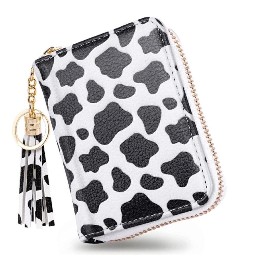 Cow Print Leather Compact Wallet - Picture 2 of 5